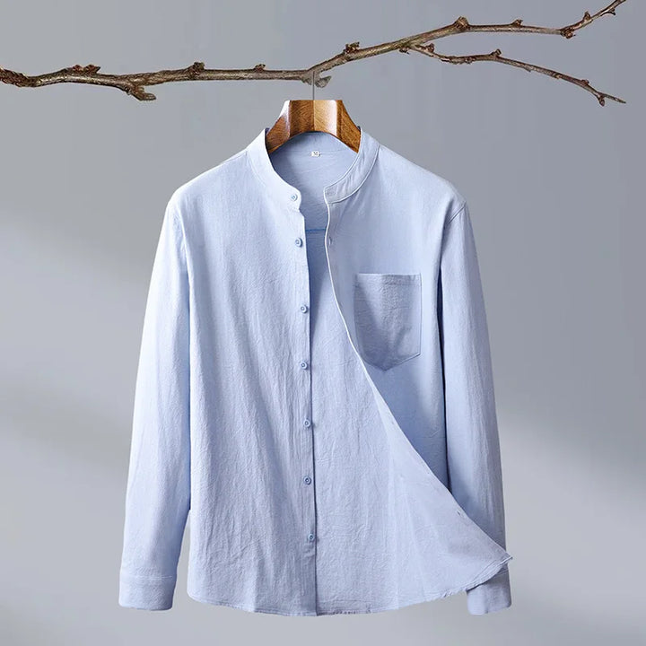 Stylish men's tailored button-up shirt, offering a sophisticated smart casual look and comfortable fit.