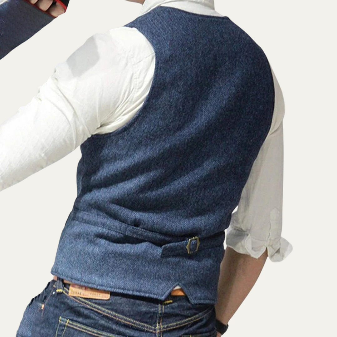 Versatile men's classic button-up waistcoat, tailored for both formal events and smart casual ensembles.