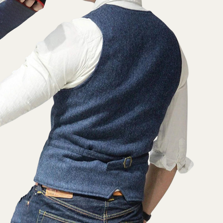 Versatile men's classic button-up waistcoat, tailored for both formal events and smart casual ensembles.