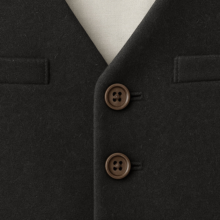 Elegant men's tailored waistcoat over a white dress shirt, ideal for business or formal events.