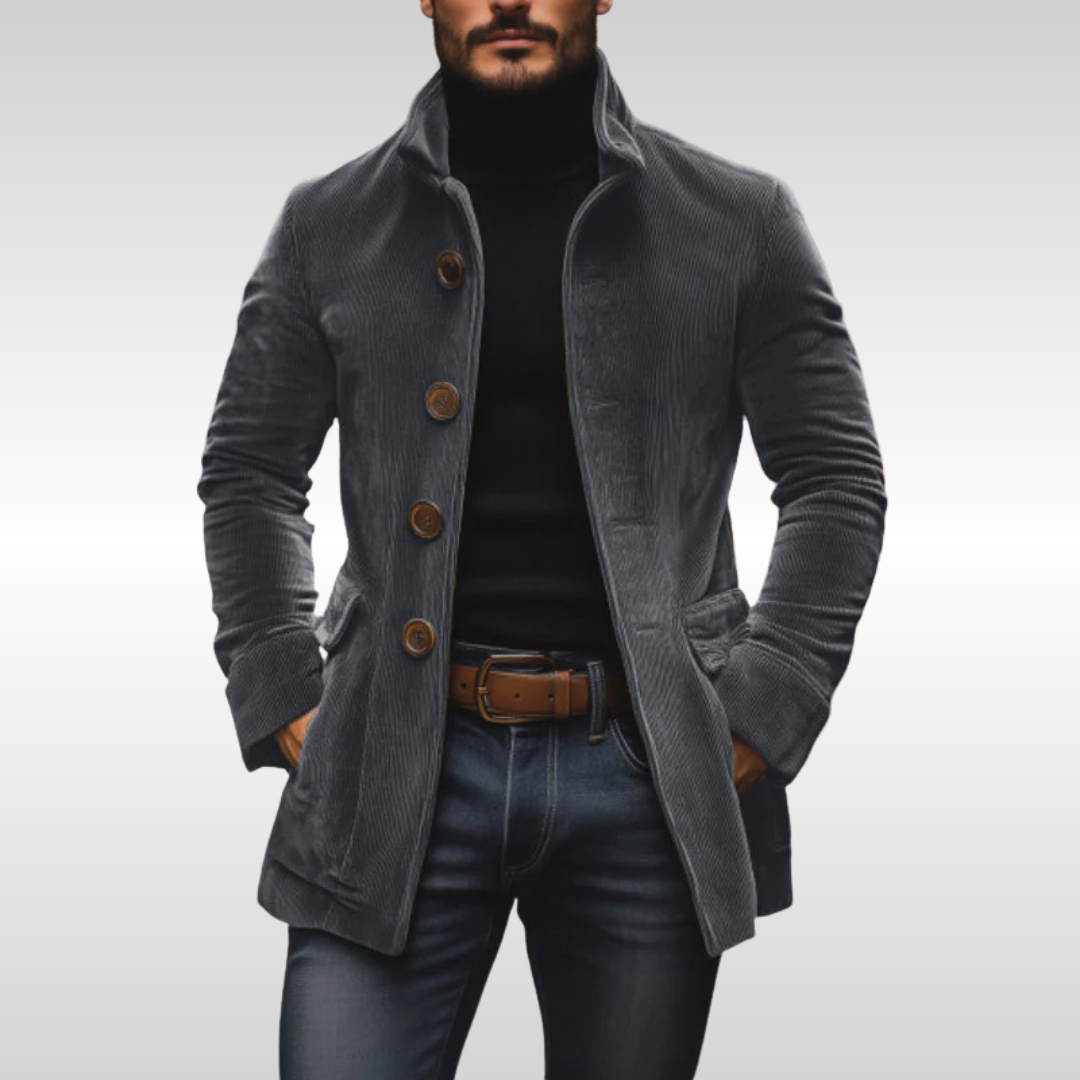 Men's classic tailored jacket, versatile for smart casual or office. Stylish fall & winter outerwear fashion.