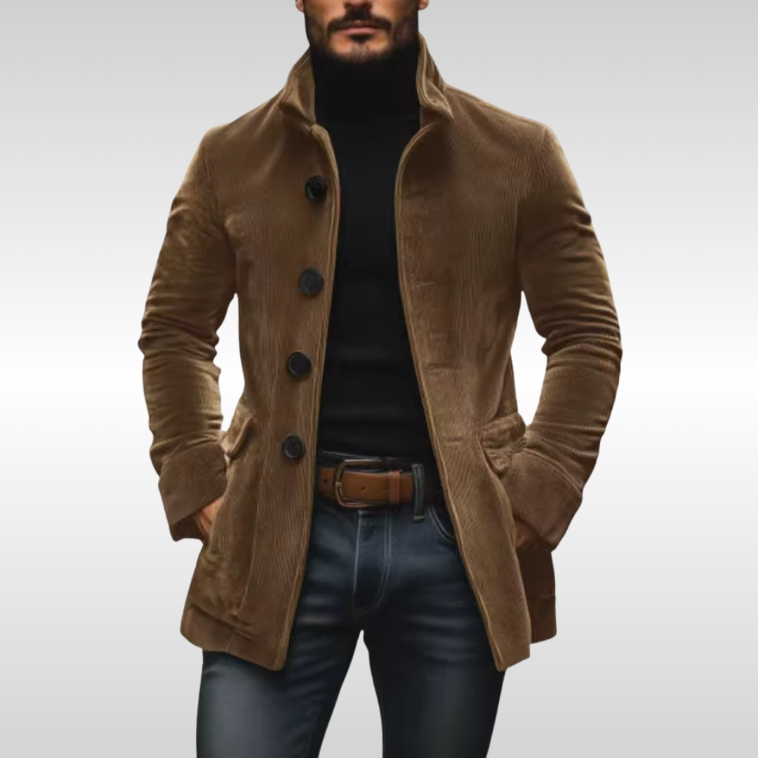 Stylish men's tailored jacket, perfect for fall, winter, and everyday casual outfits. Smart fashion wear.