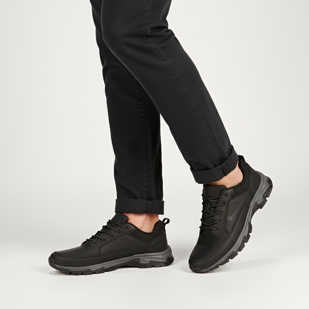 Pair of men's elegant black leather lace-up formal shoes, perfect for business or casual fashion