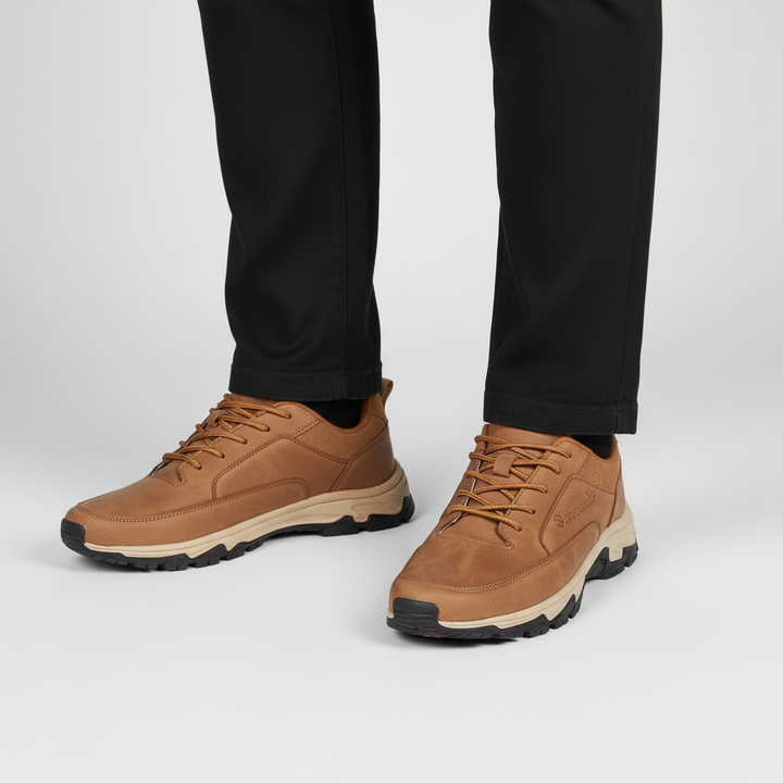 View of men's comfortable and classic leather lace-up shoes, versatile for everyday wear and special events