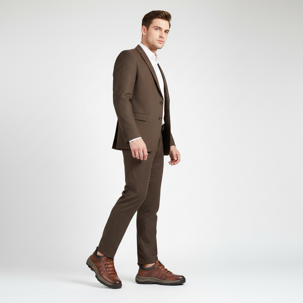 Stylish men's brown leather lace-up shoes, Marco brand, offering durable autumn-winter footwear fashion.