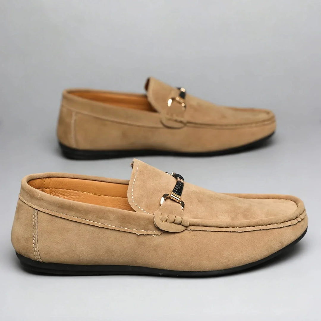 Stylish black men's slip-on loafers, offering ultimate comfort for both casual outings and office wear.