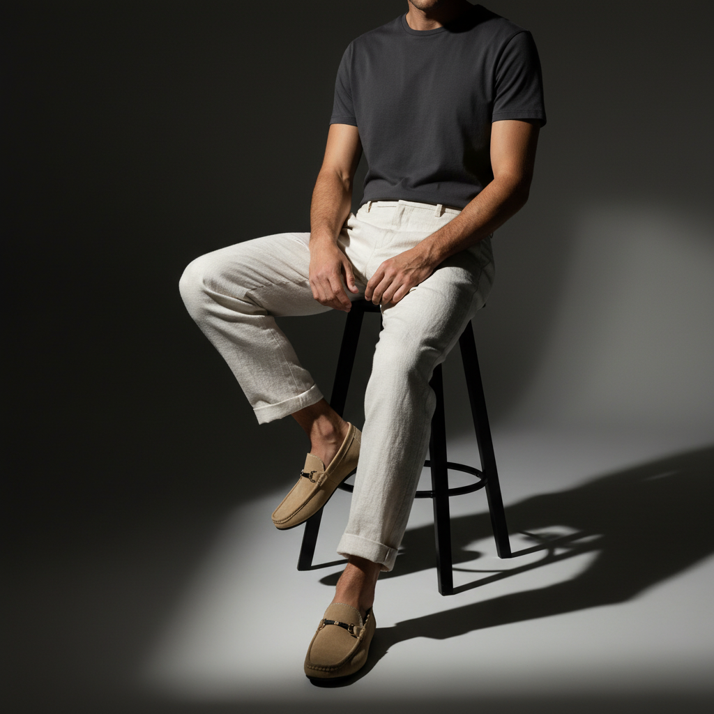 Pair of men's tan slip-on loafers for everyday wear, combining classic style with supreme comfort and ease.