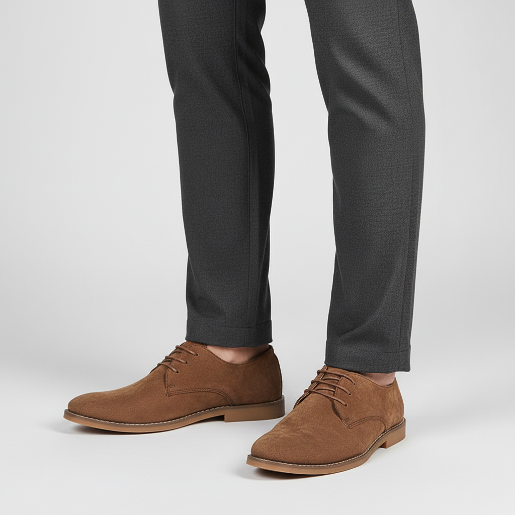 Comfortable men's navy blue Oxford lace-up shoes, ideal for sophisticated formal wear.