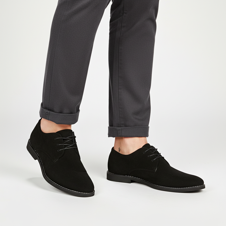 Elegant men's Oxford lace-up dress shoes in burgundy vegan suede, a classic fashion statement.