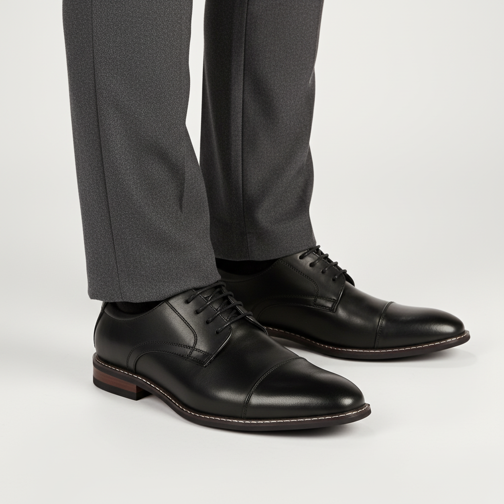 Comfortable men's wingtip brogue oxford shoes in dark brown, perfect for business casual fashion