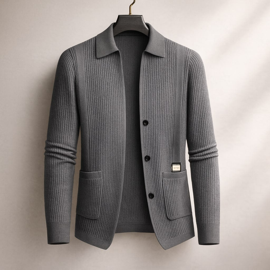 Versatile men's casual button-front sweater, ideal for everyday comfort and stylish refined layering.
