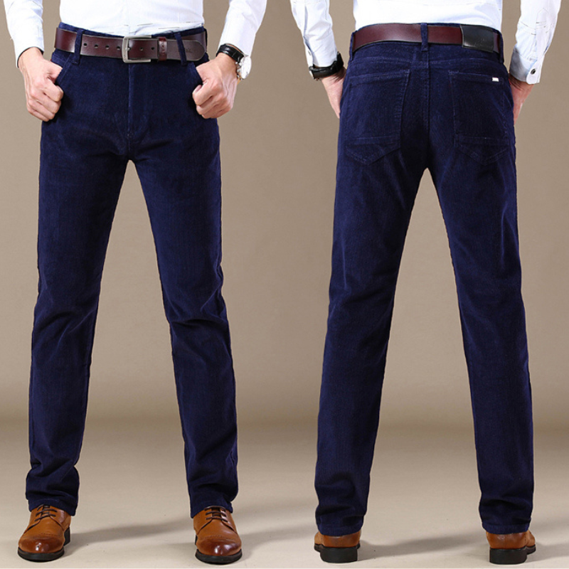 Men's khaki classic textured straight-leg jeans, versatile casual pants for a comfortable style.
