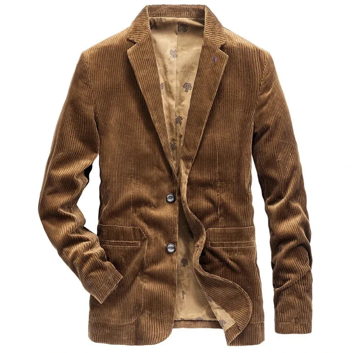 Tailored fit men's textured jacket in blue, showcasing a smart, classic style for fall and winter men's fashion.