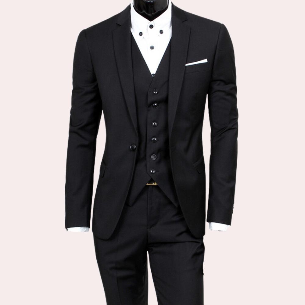 Men's Classic Theo 3-Piece Suit, ideal for formal events, weddings, business attire, and elegant occasions.