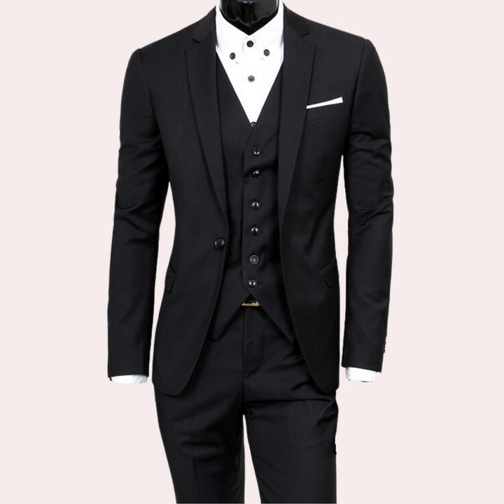 Men's Classic Theo 3-Piece Suit, ideal for formal events, weddings, business attire, and elegant occasions.