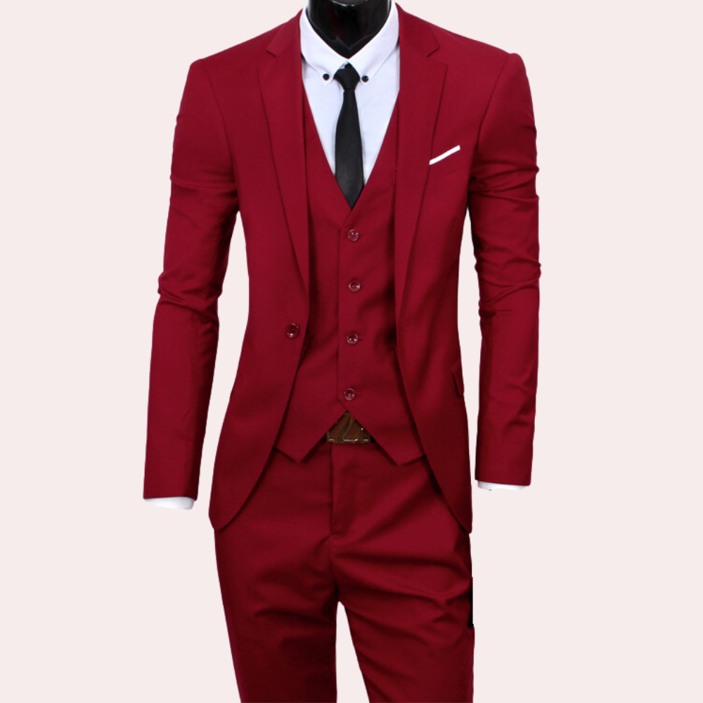 Sophisticated men's classic Theo 3-piece suit for a timeless look at weddings, formal parties, or business.