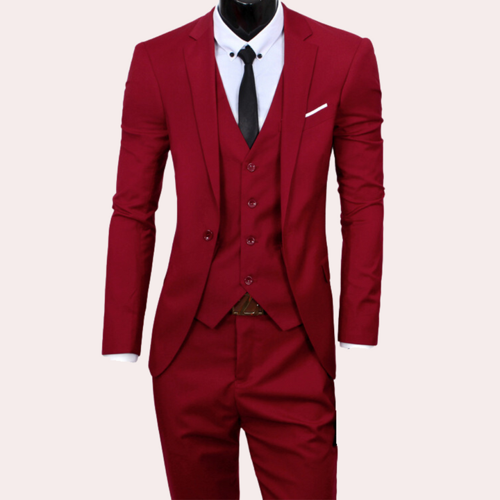 Sophisticated men's classic Theo 3-piece suit for a timeless look at weddings, formal parties, or business.