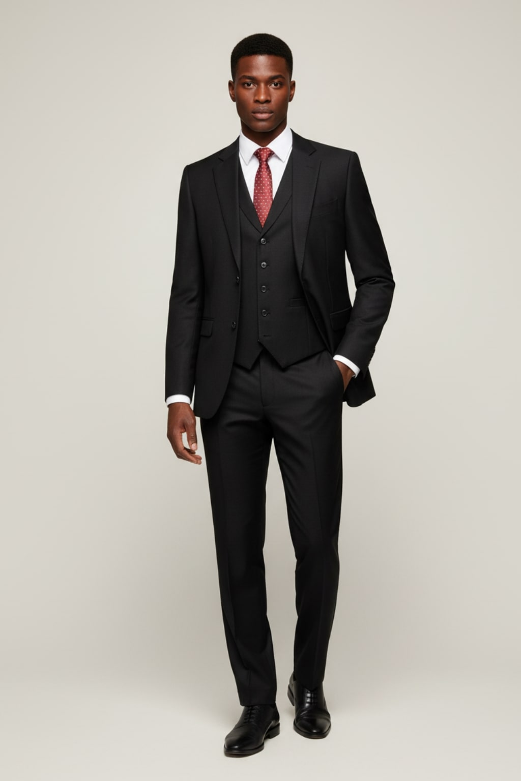 Men's classic three-piece suit for formal events, weddings, & business. Tailored & elegant menswear for special occasions.
