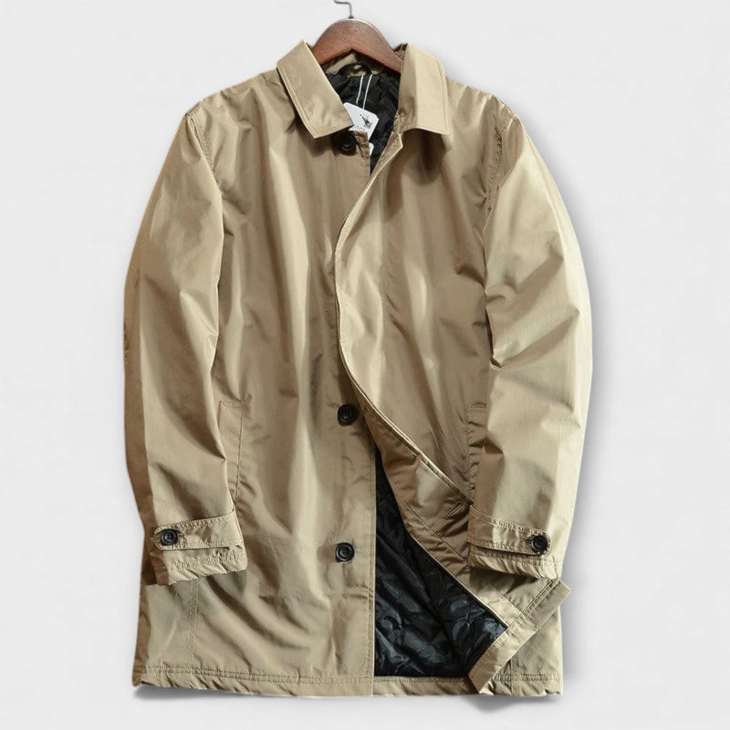 Men's classic trench coat for timeless, sophisticated style and professional wear.