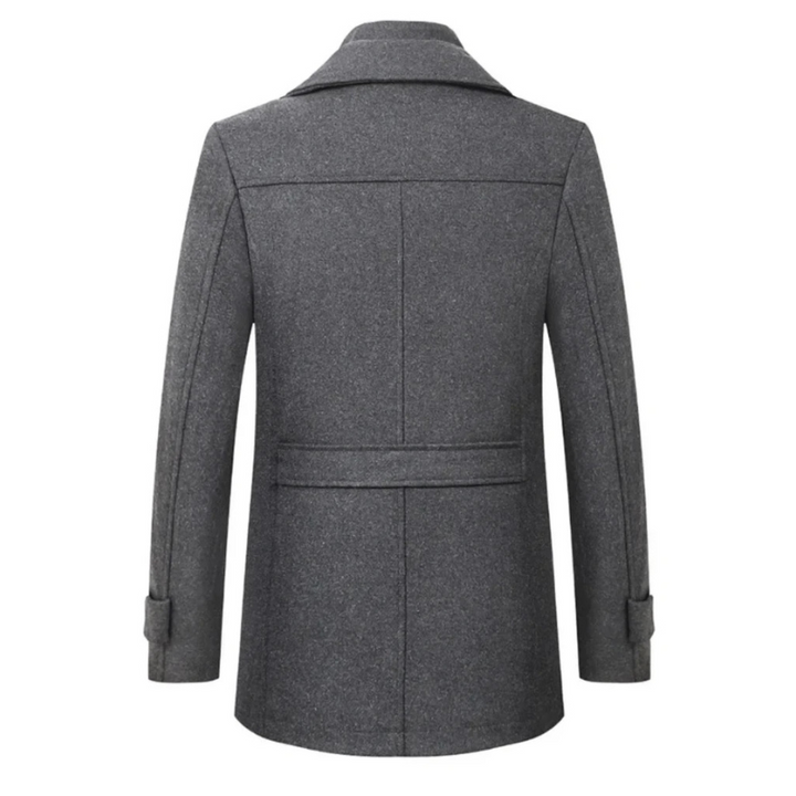 Elegant men's long trench coat, a sophisticated button-front outerwear piece for classic winter style.