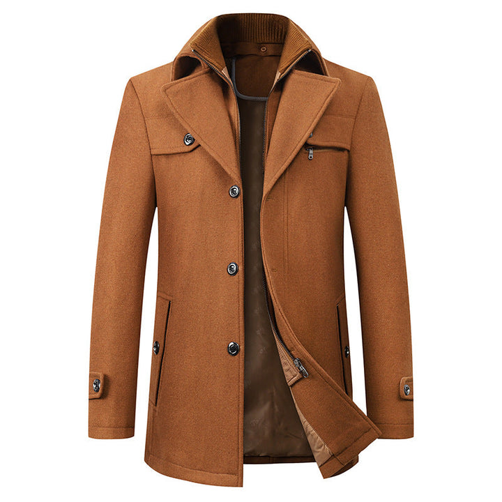 Stylish men's winter coat, a classic overcoat design. Long and elegant, ideal for fall and winter fashion.