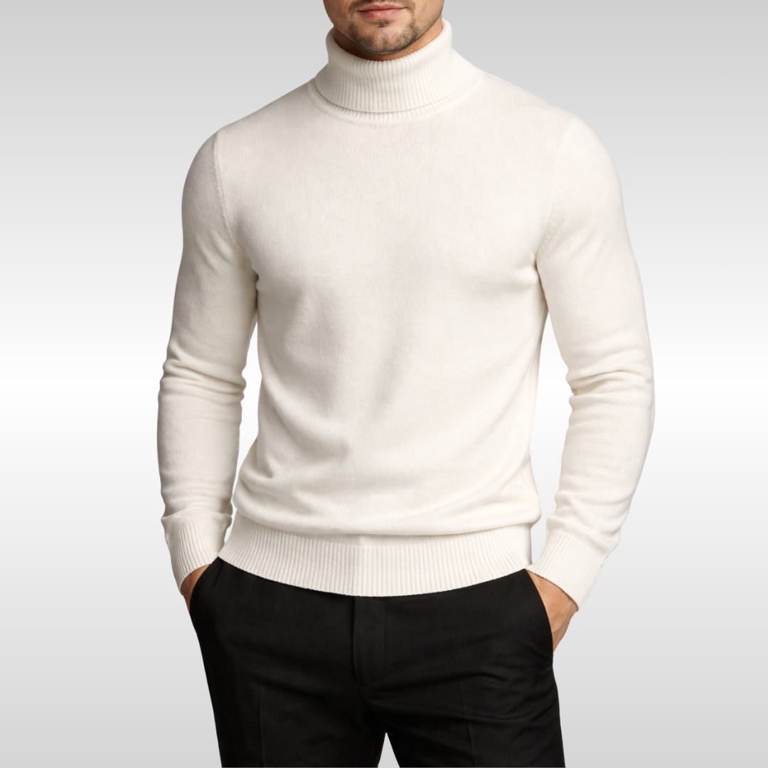 Classic Men's Sweater: Cozy turtleneck design, perfect for casual wear or dressing up this winter.