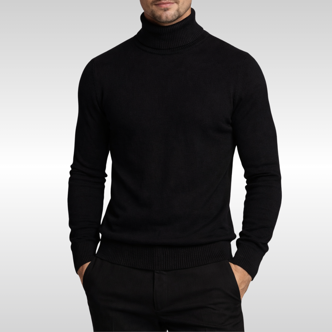 Men's Winter Turtleneck: A versatile, warm sweater for cold weather. Essential for any men's fashion wardrobe.