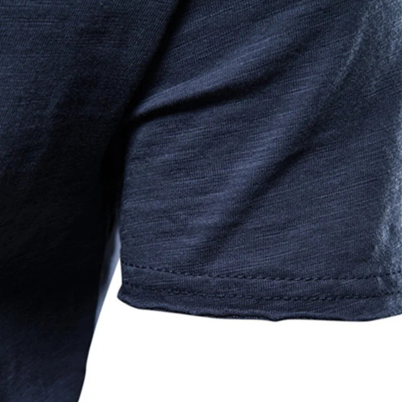Men's V-neck t-shirt, perfect for layering or solo wear. Slim fit, breathable short sleeve casual basic.