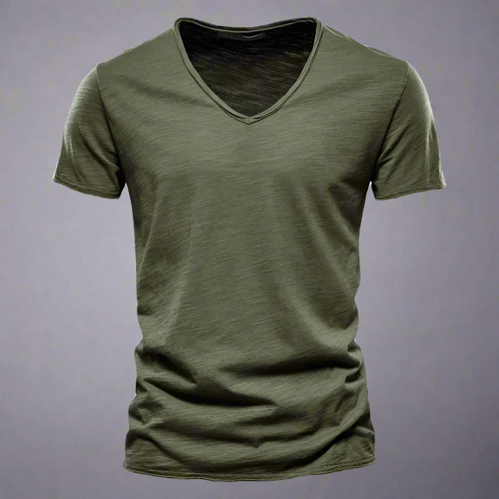 Breathable & comfortable men's V-neck t-shirt. Soft, everyday basic short sleeve tee in a slim fit.