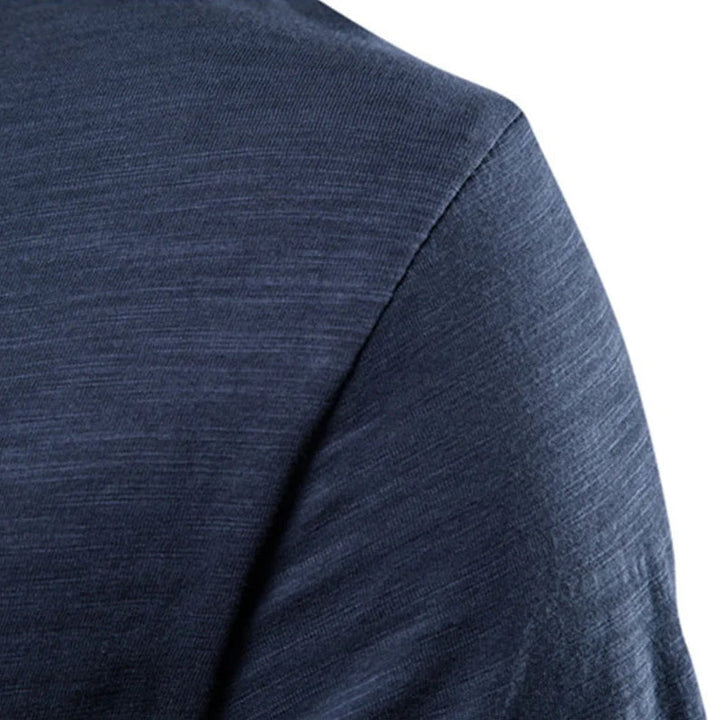 Plain colored men's V-neck t-shirt, slim fit casual style. Comfortable short sleeve basic tee.