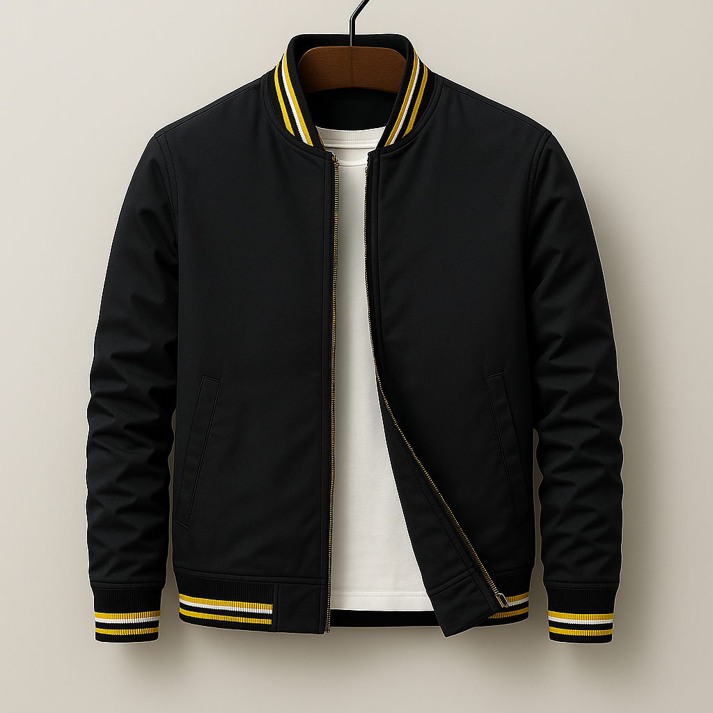 Timeless men's varsity jacket, a versatile retro bomber style perfect for stylish casual everyday outerwear.