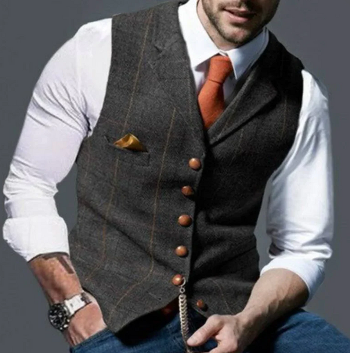 Men's classic vintage vest in timeless style. Ideal for gentleman's fashion and formal or casual wear.