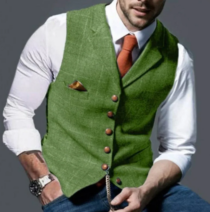 Timeless men's vintage vest, a staple for classic men's fashion. Great as a formal waistcoat or casual layering.