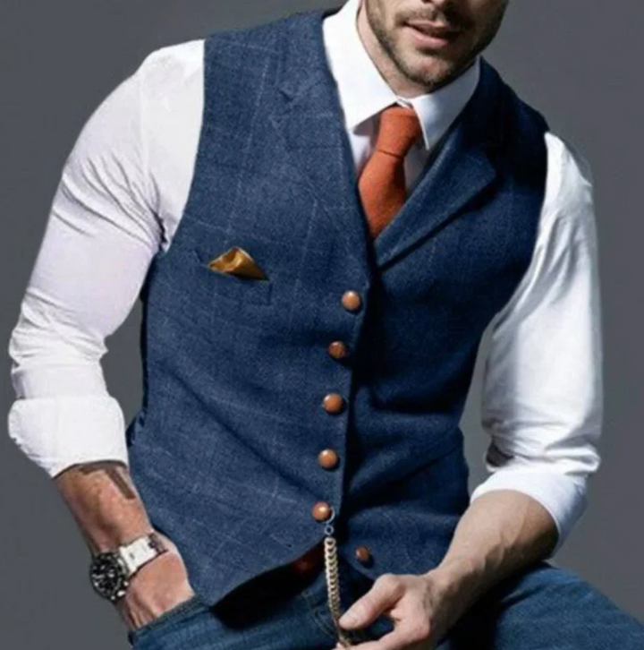 Retro men's sleeveless jacket. This vintage vest brings classic gentleman style and comfort to any outfit.