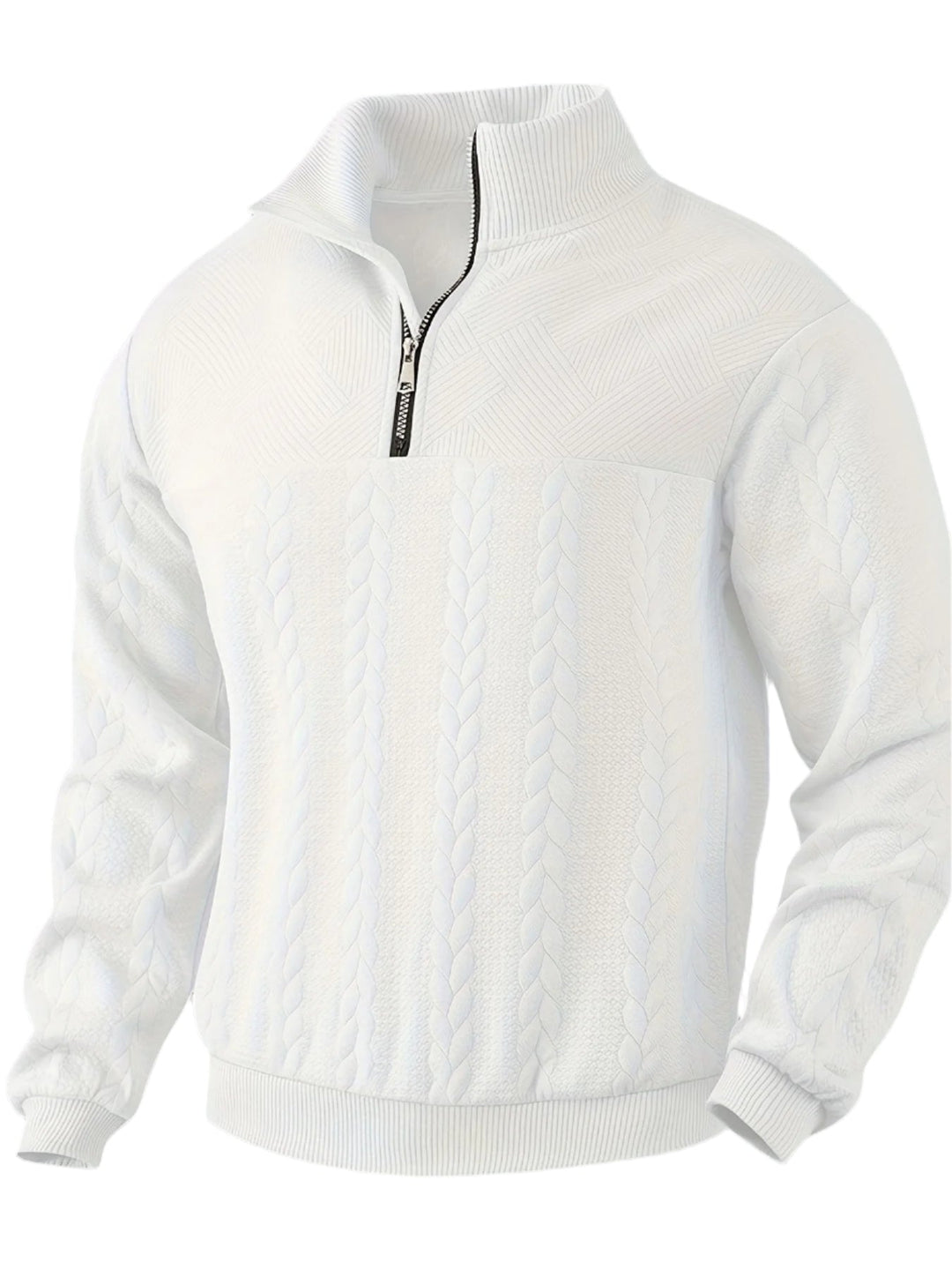 Men's classic vintage zip-up sweater. Warm knit jumper, perfect for casual or formal wear in cold weather.