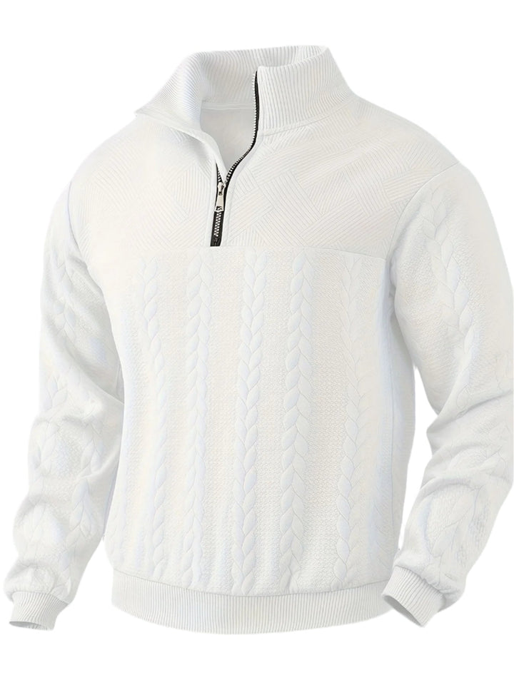 Men's classic vintage zip-up sweater. Warm knit jumper, perfect for casual or formal wear in cold weather.