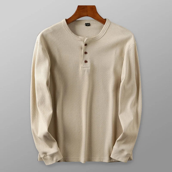 Men's classic waffle knit long sleeve shirt for everyday comfort and style.