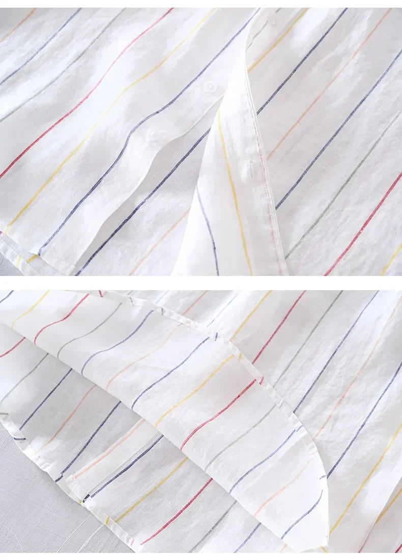 White men's button-down shirt, coastal style, tailored for summer casual wear.