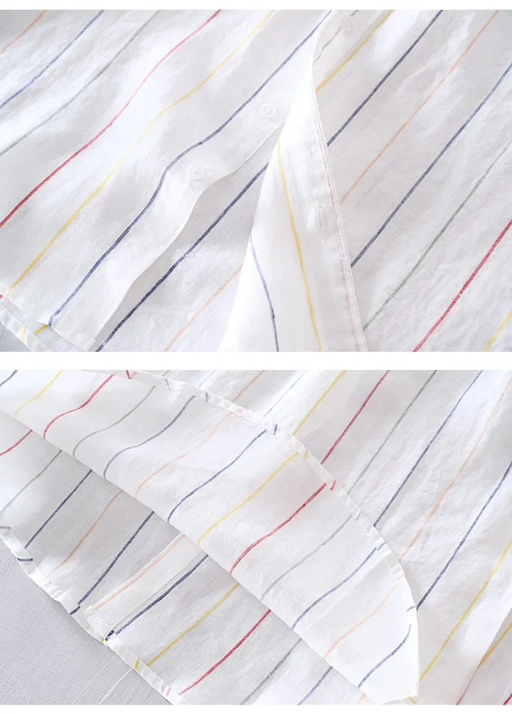 White men's button-down shirt, coastal style, tailored for summer casual wear.