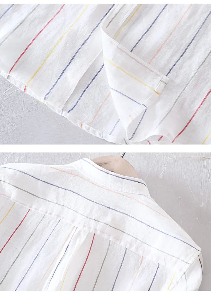 Apricot men's coastal button-down shirt, a summer essential for warm weather & casual style.