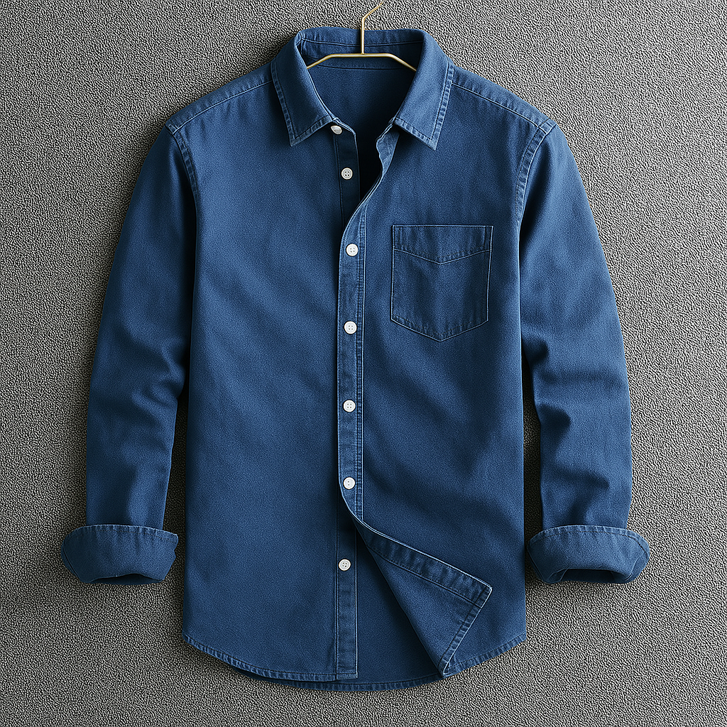 Sharp men's casual Oxford shirt in light blue. Versatile long sleeve button-down, ideal for smart everyday menswear.
