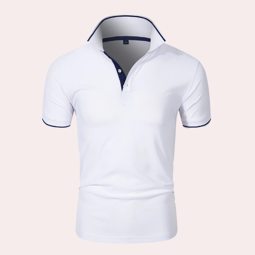 Everyday white men's polo shirt, perfect as a classic summer top for versatile casual style.