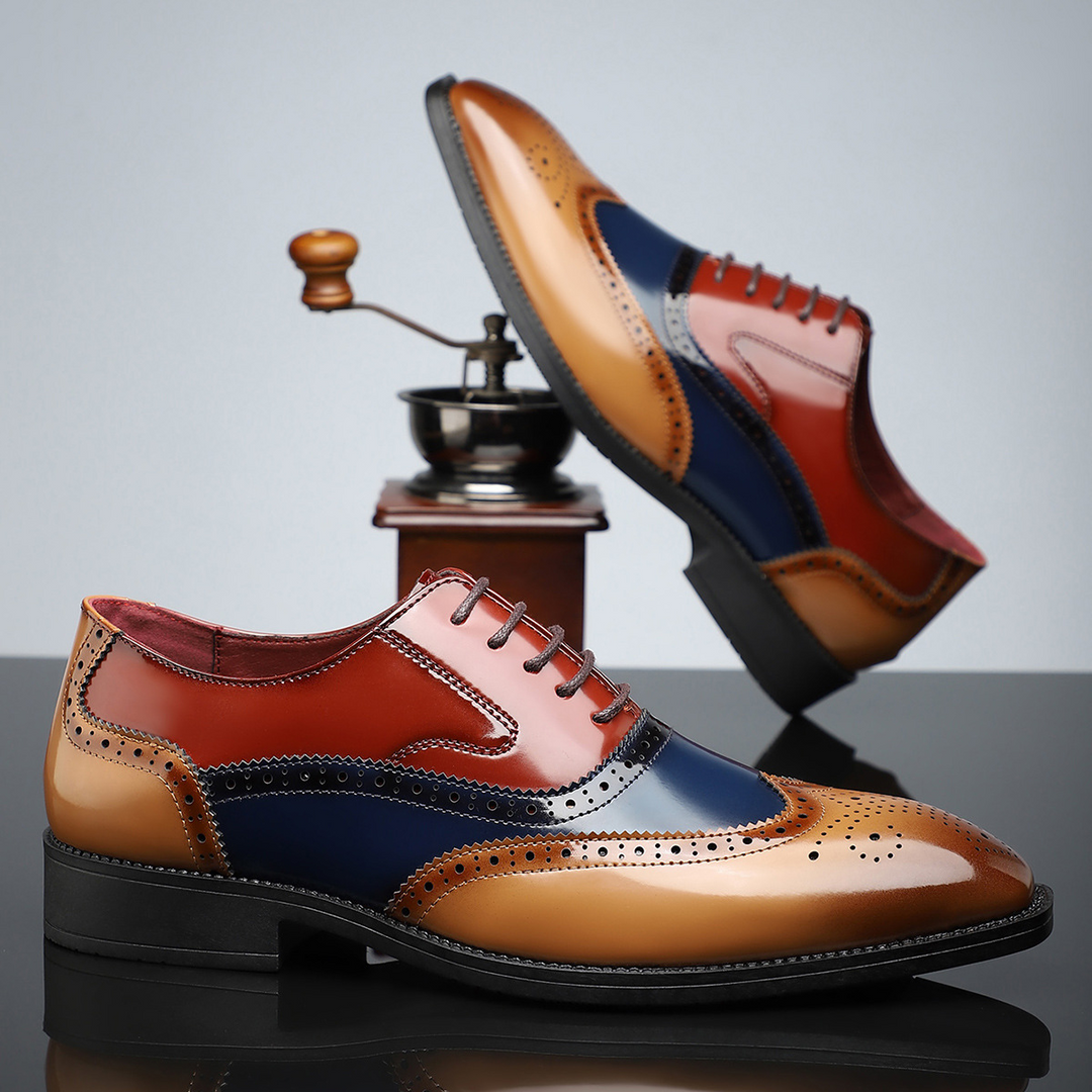 Elegant men's brown wingtip brogues, perfect for office wear or special occasions.