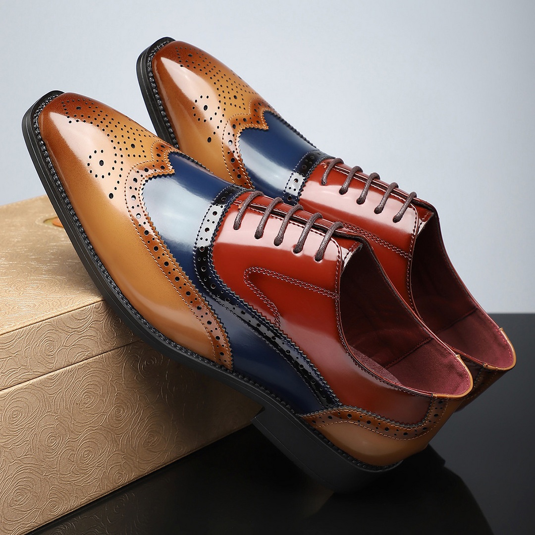 Classic men's wingtip brogues, ideal footwear for a refined business look.