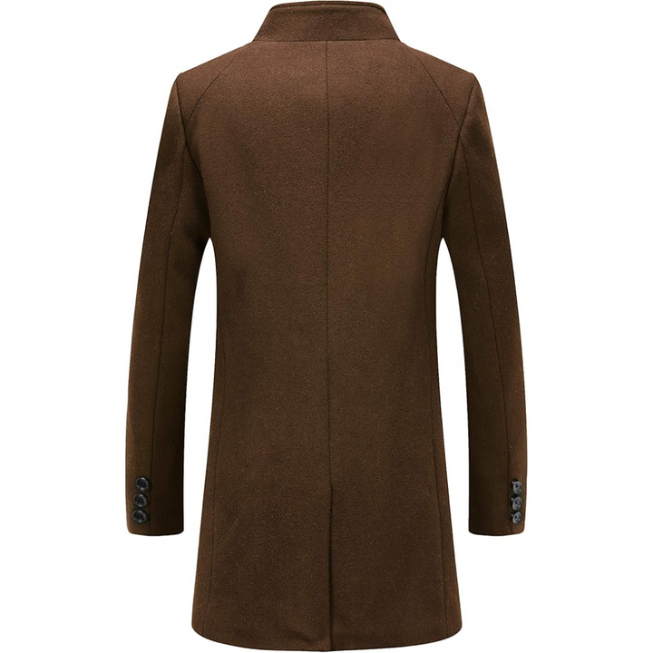 Essential men's winter trench coat, elegant wool blend outerwear for versatile styling.