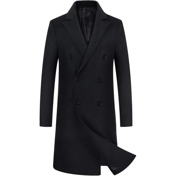 Elegant men's wool blend trench coat, a versatile classic for winter outerwear & formal looks.