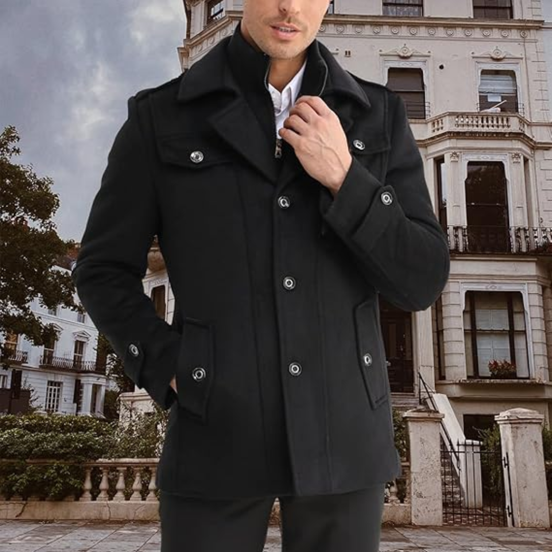 Men's warm winter jacket: Liam wool blend trench coat, a versatile and essential piece for men's cold-weather fashion.