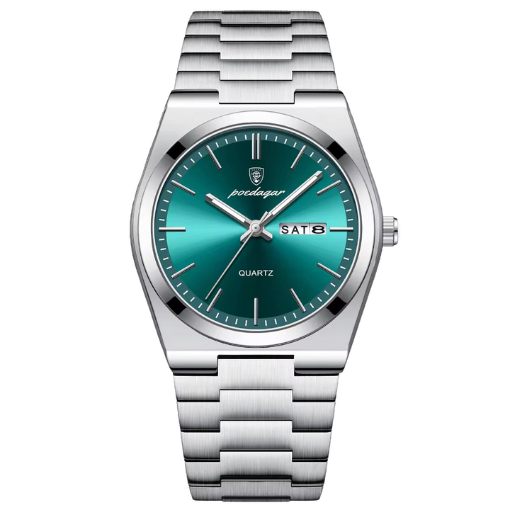 Elegant men's watch with a durable steel band and clear date display. A versatile classic timepiece for any occasion.