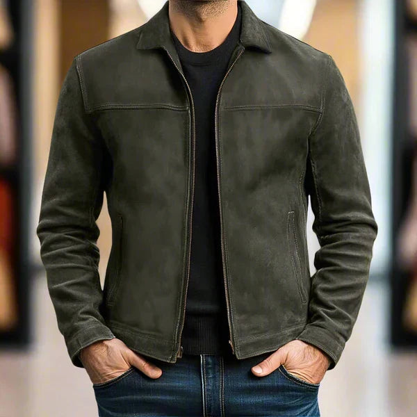 Men's classic zip-up jacket in a timeless style, perfect for everyday fall and spring casual outerwear.