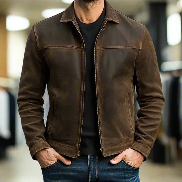 Structured men's everyday jacket in a rich brown, offering a timeless and versatile look for casual wear.